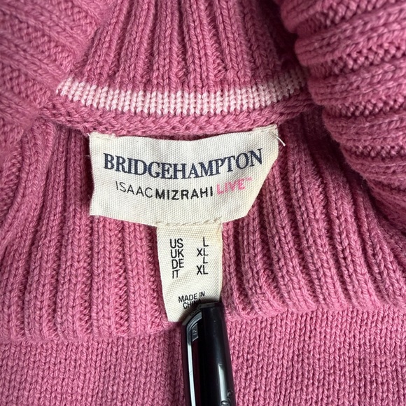 Isaac Mizrahi Live Split Turtleneck Pullover Sweater Pink Large - Picture 8 of 8